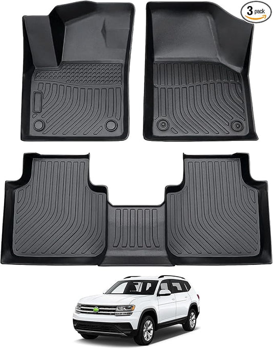 Floor Mats Fit for Volkswagen VW Atlas 2018-2026 (6&7 Seater), All Weather Floor Mat for Atlas Accessories, Waterproof Heavy Duty (2 Rows)