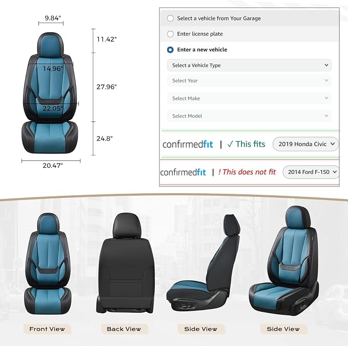 Coverado Car Seat Covers, Seat Covers for Cars, Waterproof Leather Auto Seat Protectors, Leather Car Seat Cushion, Car Interiors Accessories Universal Fit for Most Cars