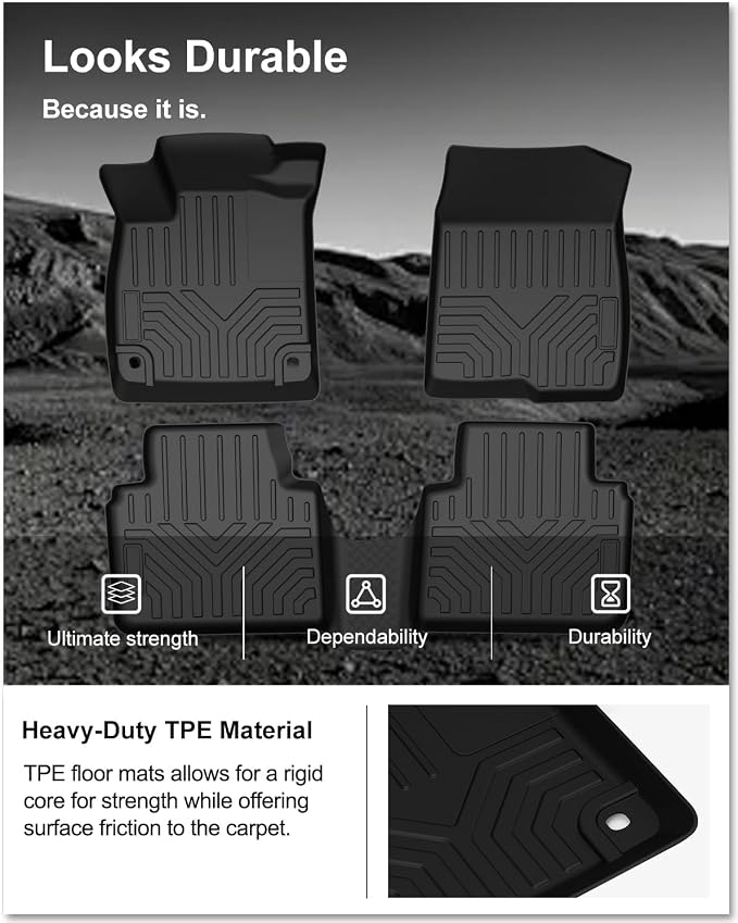 Kiwi Master Floor Mats for 2018-2022 Honda Accord | Custom Fit, All Weather Car Mats, Heavy Duty TPE Floor Liners, Front & Rear 2 Row Set, Black