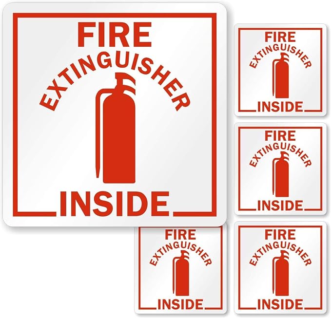 SmartSign Fire Extinguisher Inside Stickers | 2.75" x 2.75" Engineer Grade Reflective Labels, Pack of 6, Made in USA