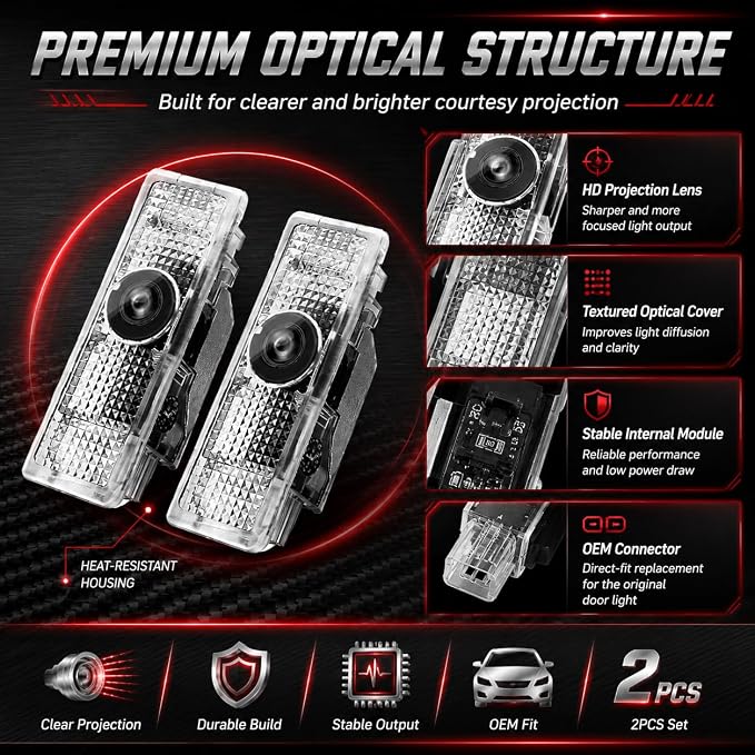 NZY Never Fade HD Door Light Logo Projector Compatible with 1/2/3/4/5/6/7/M/X/Z/GT Series Accessories, 2Pcs 3D LED Ghost Shadow Laser Car Courtesy Step Light Puddle Lamps