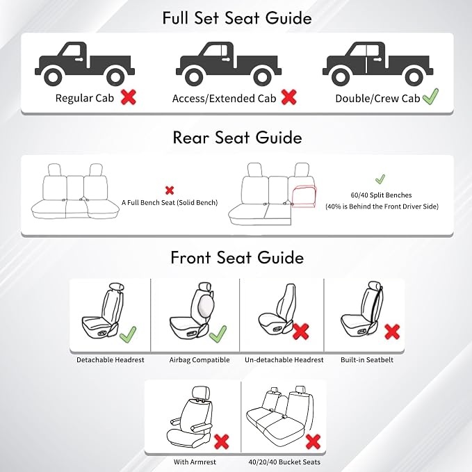 Huidasource Tacoma Rear Bench Car Seat Covers, Black Leather Back Row Seat Cushion Cover Fit for Toyota Tacoma 2016-2023 Double & Crew Cab SR SR5 Limited TRD Sport/Pro/Off Road (Back Row/Black)