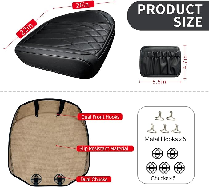 BEITK 2 Pack Leather Front Car Seat Cover Bottom Car Seat, Universal Anti-Slip Driver Car Seat Protectors with Storage Pocket, Waterproof Bottom Auto Seat Cushion Pad Mat for Most Vehicles(Black)