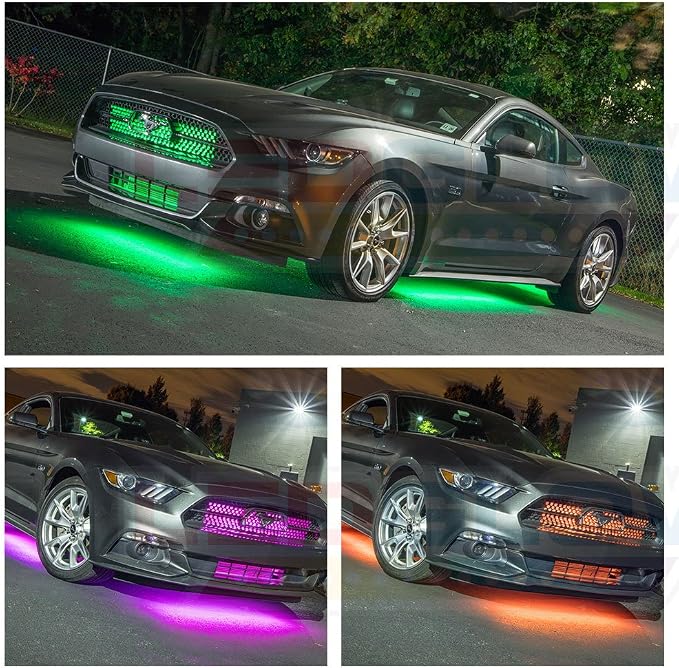 LEDGlow 4pc Million Color Wireless LED Car Underglow Lighting Kit | Neon Accent Underbody Lights Include 10 Solid Colors, 13 Modes, Music Mode, Control Box & Remote