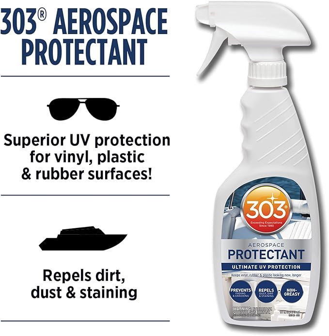 303 Marine Aerospace Protectant for Boat Vinyl, 16 oz | Provides UV protection for marine vinyl and surfaces while helping prevent fading, cracking, and staining.
