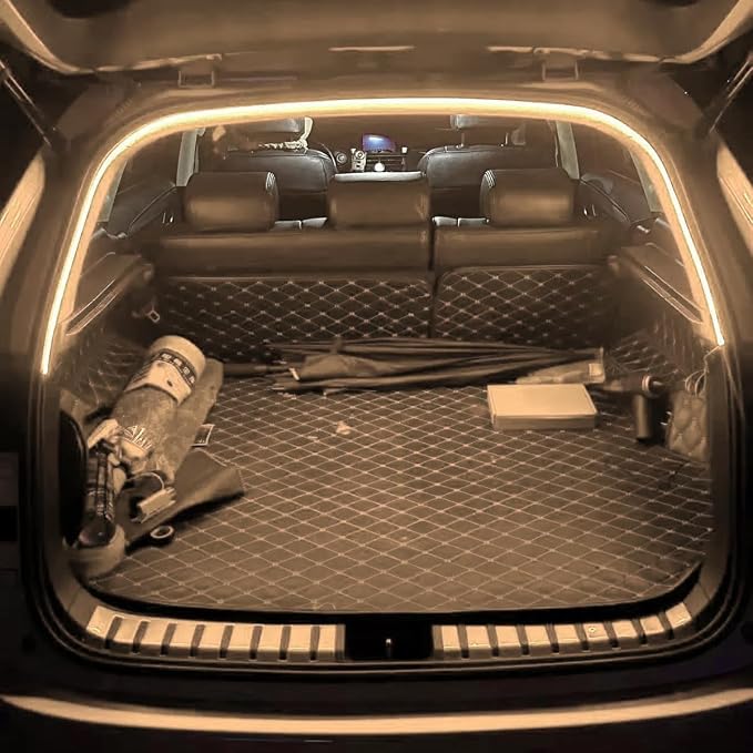 Car Trunk LED Light Strip, 157.5" Flexible Embedded Silicone Vehicle Interior Cargo Area Ambient Lighting, Automotive Trunk LED Light Strip Decor, Universal for SUV Van Truck (Warm Yellow)