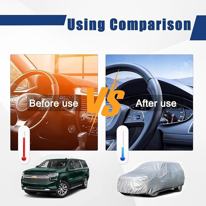 Kayme 6 Layers SUV Car Cover Custom Fit for Nissan Armada (2003-2026), Waterproof All Weather for Automobiles,Rain Sun UV Protection.Silver