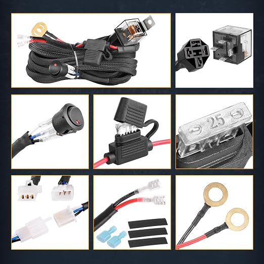 Wiring Harness Kit 12AWG 1 Lead, Nirider 12V Heavy Duty Rocker Switch Relay Fuse Nylon Wiring Harness for LED Light Bars Fog Lights Work Lights Driving Offroad LED Pods Wire Kit for Truck UTV ATV Car