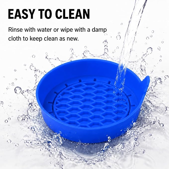 4 Pack Car Cup Holder Coaster, 3.15 Inch Non-Slip Silicone, Blue | Cup holder insert, spill proof ,raised lip, honeycomb base, rinse clean, fits most sedans suvs trucks, automotive accessories