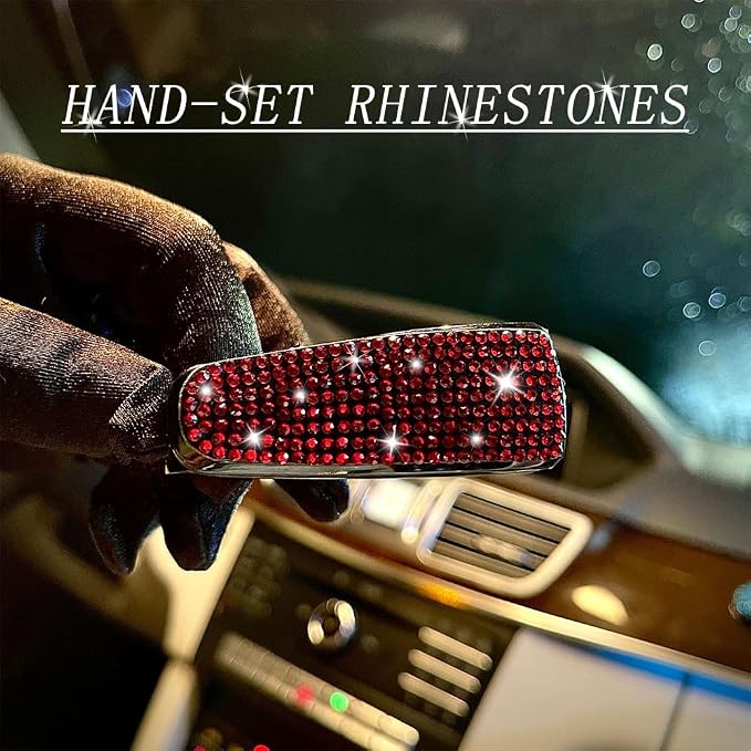 2PCS Bling Rhinestone Car Sun Visor Glasses Holders W/Anti-Scratch Sponge | Car Decoration for Women Girls,Ticket Card Clip Visor Organizer,Universal Rhinestone Auto Accessories