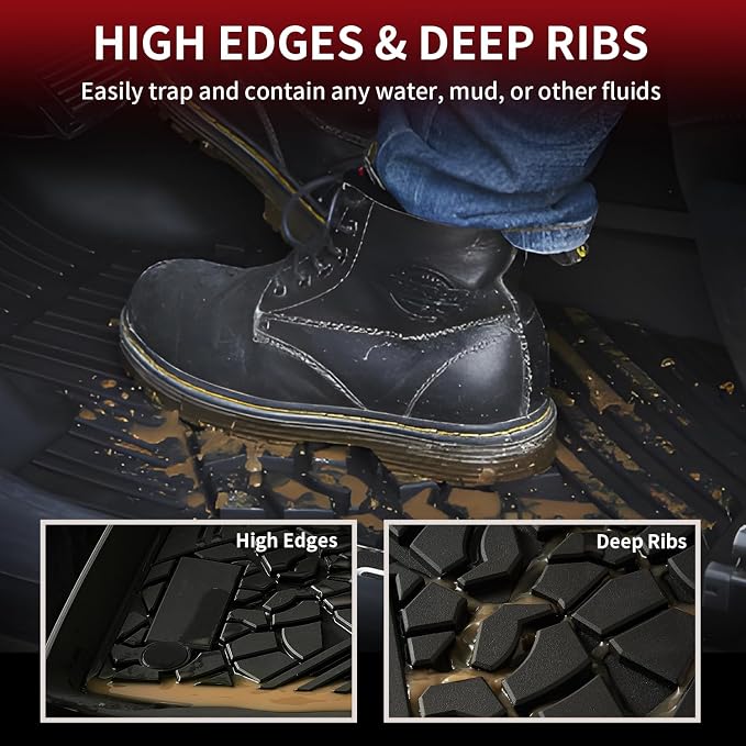 LASFIT Floor Mats for Jeep Grand Cherokee 2016-2021 5-Seat | for Dodge Durango 2016-2026 5-Seat, Not for 6-Seat, All Weather, TPE, Custom Fit, Trunk Liners, Car Floor Mats, Black