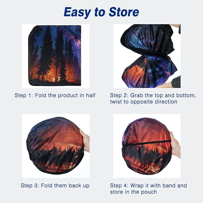 Car Windshield Sun Shade - Reflector Sunshade Offers Ultimate Protection for Car Interior, Cool Reflective Sun Blocker Fits Small Sedans, Mini SUVs