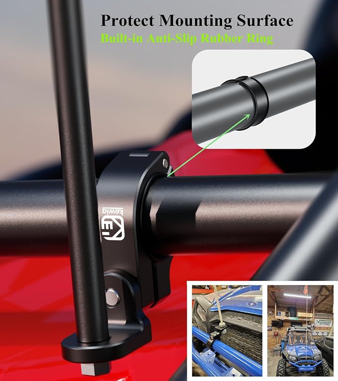 BRCOVAN 1PC UTV Whip Light Mounts, Off-Road LED Light Bar Mounting Bracket | Fit for Round Rails / Handlebars 0.875''/1"/1.125''/1.26"/1.375'' in Diameter, for ATV UTV Car Motorcycle Truck