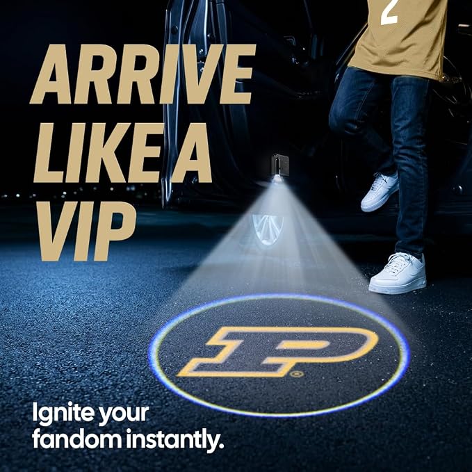 Sporticulture American Football Purdue Boilermakers Car Door Lights Logo Shadow Display - Officially Licensed NCAA Car Accessories - Show Your Team Pride - Battery Powered, Universal Fit