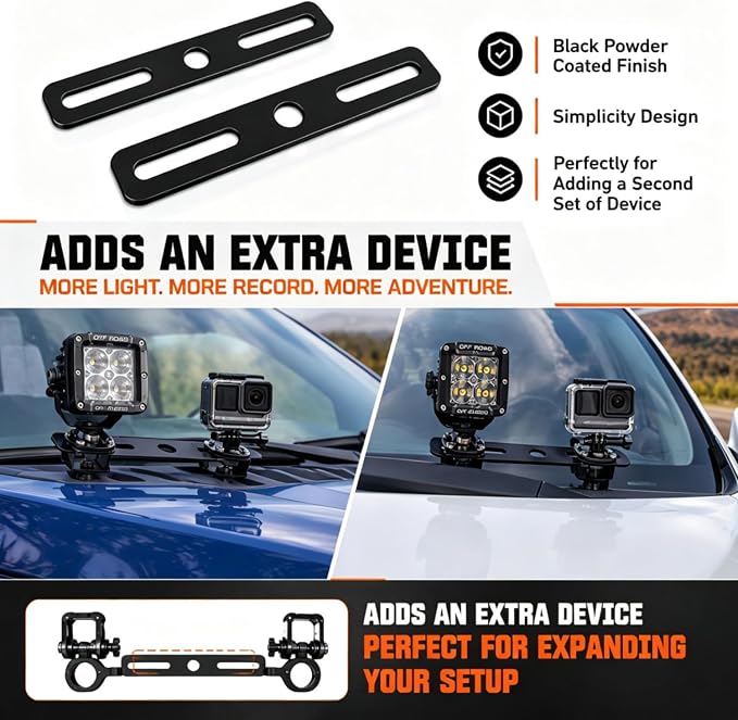 2PCS Ditch Light Bracket Extensions Heavy Duty A-Pillar LED Pod Mounts | Universal Light Mount Extension for Most Ditch Light Brackets, Steel Cowl Pod Light Mounting Brackets for SUV Trucks Vehicles