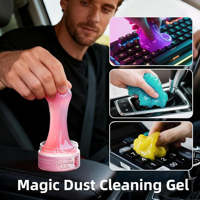 ColorCoral Car Cleaning Gel Reusable Car Clean Putty 4Pack - Universal Car Interior Cleaner Slime for Keyboard Cleaner,Cute Car Cleaning Accessories, 4 Fragrances,Dust Remover Gifts for Men & Women