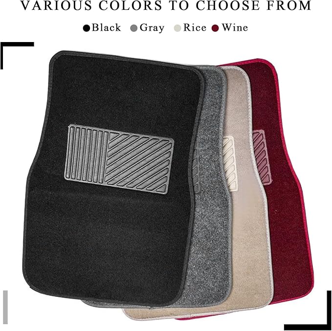 4PCS Car Floor Mats, Anti-Slip Waterproof Car Carpets with Safety Heel Pad, Heavy Duty Floor Mat for All Weather Protection, Universal Trim to Fit for Sedans Trucks SUVs (Wine Red)