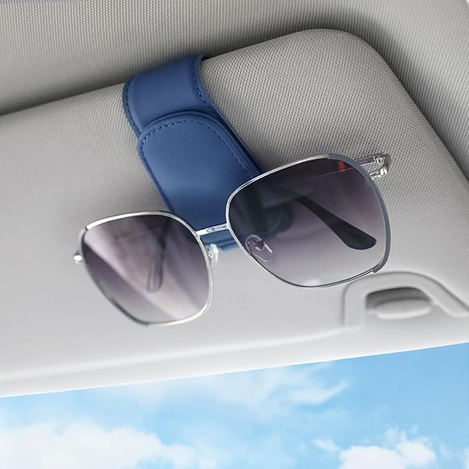 Sunglass Holder for Car Sun Visor Sunglasses Clip Car accessories -Blue | sun visor organizer, ticket card clip, eyeglass sunglasses holder, one-handed magnetic, anti-scratch, car stuff for women men