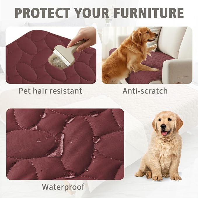 Ameritex Pet Bed Cover Dog Bed Blanket for Sofa and Furniture Waterproof New Pattern Design (52x82 Inch, Burgundy)