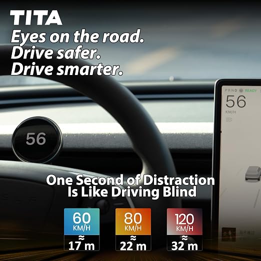 TITA HUD Pro Head Up Display for Tesla Model 3/Y/Highland/Juniper (2022-), Real-Time Speed & Driving Data, 1.8" LCD Screen, with Magnetic Charging Mount (Model Y Juniper)