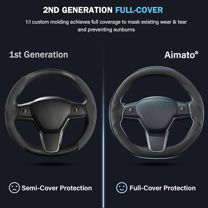 Aimato Customized Steering Wheel Cover for Tesla Model 3/Y