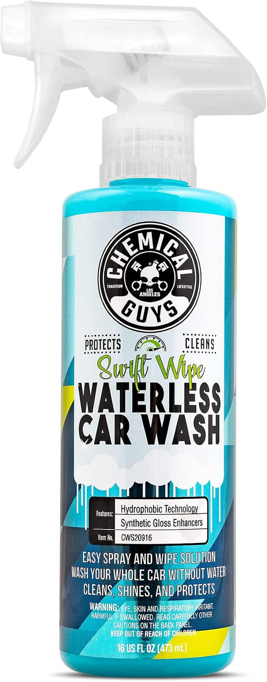 Chemical Guys, Swift Wipe Waterless Car Wash Spray, High Lubrication, 16 oz | Spray and wipe to clean and shine paint, glass and wheels with no water, a slick gloss for quick washes anywhere