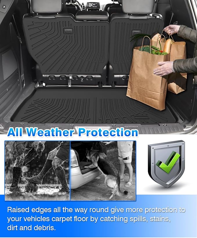 Cartist Floor Mats and Cargo Liner Fit for Dodge Grand Caravan 7 Seats 2011-2018 2019 2020 2021 All Weather Floor Mat Grand Caravan Accessories Heavy Duty Carpet Protection