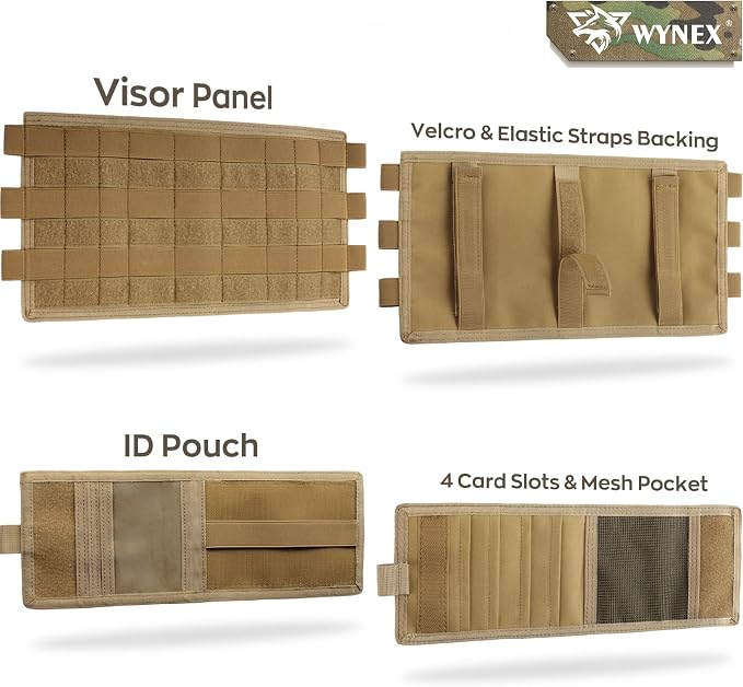 WYNEX Molle Car Visor Organizer Detachable Card Pouch, Fit Most Vehicles | M-13.5x7", Auto Sun Visor Storage Molle Panel, Elastic Webbing Slots, for Glasses & Tactical Gear