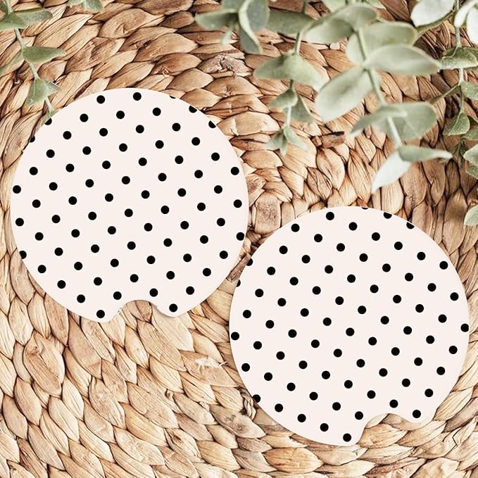 Ceramic Car Coasters – Absorbent Car Cup Holder Coaster Set for Women, Cute Aesthetic Car Accessories for Girls, 2 Pack (Dark Gray)