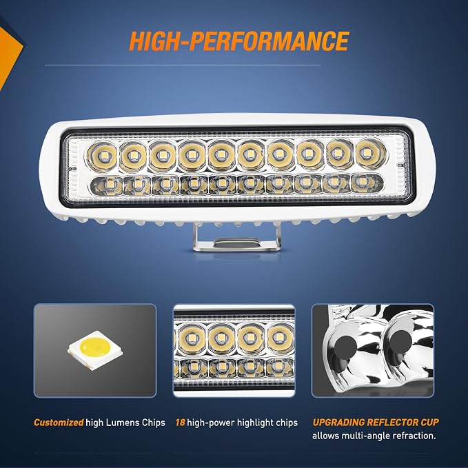 Nilight Marine LED Pods Navigation Lights 2PCS 60W White Spot Beam Ponton Boat Deck Dock Lighting for Night Fishing T-top Stern Yacht Kayak Port Sailboat Trucks Tractors