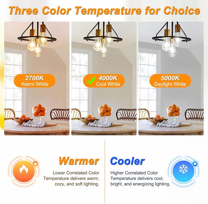 Ascher Vintage LED Edison Bulbs, 6W, Equivalent 60W, Non-Dimmable, High Brightness Cool White 4000K, ST58 Antique LED Filament Bulbs with 80+ CRI, E26 Medium Base, Clear Glass, Pack of 6