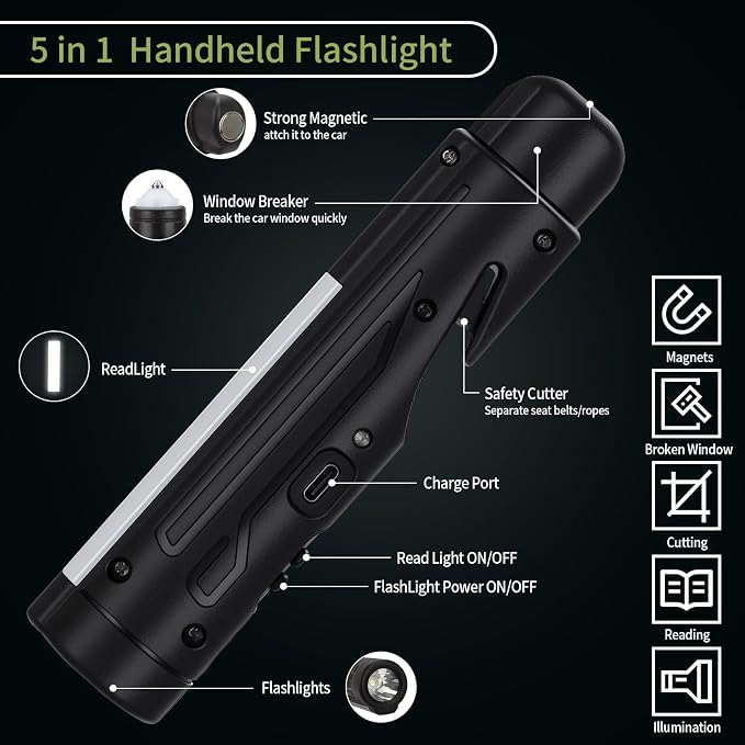 Window Breaker Seatbelt Cutter Car Escape Tool Glass Breaker Car Flashlight