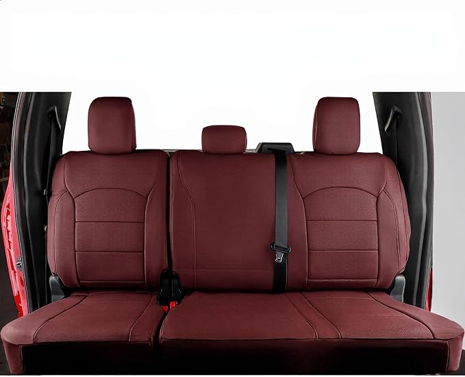coverdream F150 Seat Covers for 2021-2026 Ford F150 SuperCrew XL,XLT,STX/F150 Lightning(2022-24) & 2023-2026 F250/F350/F450 CrewCab XL,XLT,Fully Covered,Leather Seat Protector(Full Set,Wine Red)