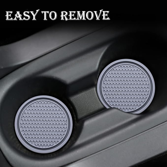 4PCS Car Cup Holder Coaster, Universal Auto Non-Slip Cup Holder Coaster, 2.75In Universal Non-Slip Recessed Car Interior Accessories (Gray)