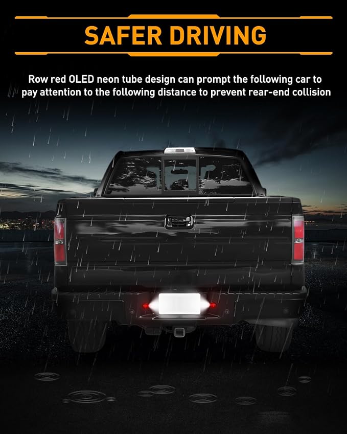 LESAUCE LED Full License Plate Light Red OLED Neon Pure White LED Tag Lights Lamps Replacement for Ford F150 F250 F350 Super Duty Ranger Pickup Explorer Bronco Excursion Expedition, 2PCS
