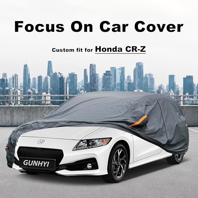 GUNHYI Premium Car Cover Custom Fit Honda CR-Z, 16 Layers Heavy Duty Car Cover Waterproof All Weather with Zipper Door for Sun Rain Snow Dust Uv Protection
