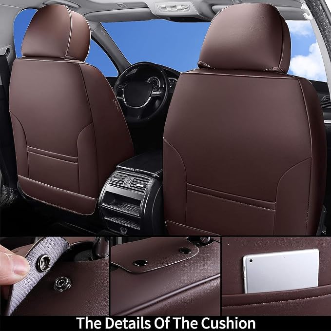 Coverado Car Seat Covers, Seat Covers for Cars, Waterproof Leather Auto Seat Protectors, Leather Car Seat Cushion, Car Interiors Accessories Universal Fit for Most Cars