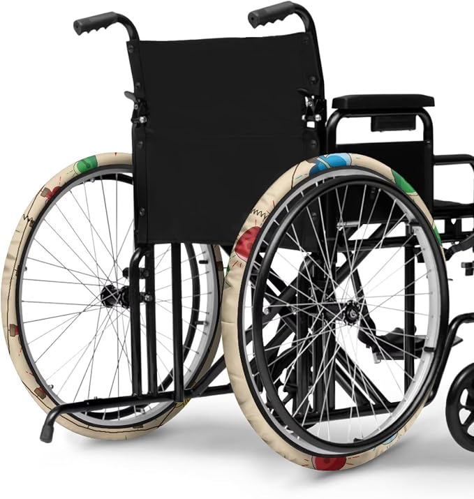 2 Pairs Wheelchair Tire Covers Protectors Colorful C hristmas Light24 Inch Wheelchair Cover Xmas Decor Wear Resistant Wheelchairs Ring Protective Covers for Adults