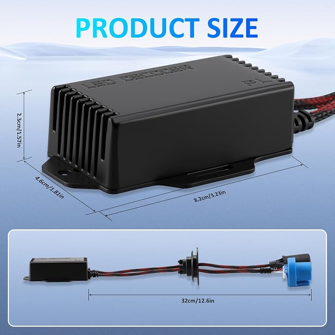2PCS 9007/HB5 LED Light Canbus Decoder: Anti Flicker Harness, Resistor Decoders Error Free, LED Warning Canceller Resistor Adapter, 9007 Canbus Decoder Upgrade with Waterproof Rubber Ring