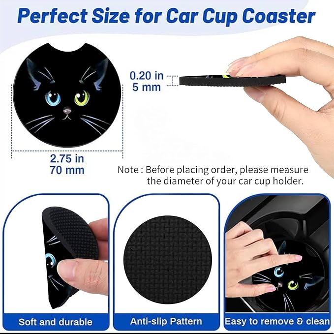 2 Pack Tools Car Cup Holder Coasters Neoprene Anti Slip Rubber Mat | Car Accessories Interior Decor 2.75" Universal Size Insert Auto Coasters Tools Gifts for Men Dad Grandfather Father's Day