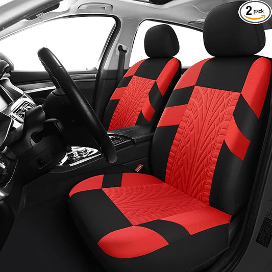 Pariitadin Car Seat Covers Front Pair, Washable and Breathable Seat Covers for Cars, Universal Fit Car Interior Covers for Most Sedan Truck SUV, Black/Red
