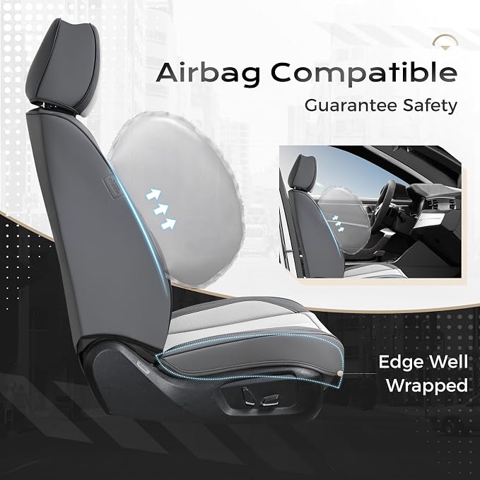 Coverado Car Seat Covers, Seat Covers for Cars, Waterproof Leather Auto Seat Protectors, Leather Car Seat Cushion, Car Interiors Accessories Universal Fit for Most Cars