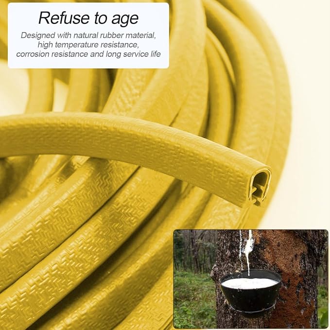 Car Door Protector Edge Guards, Universal Rubber Seal U Shape Car Door Protection, Aluminum Boat Edge Trim Guards No Glue Required, Exterior Accessories Fit for Most Cars (Yellow/32FT) | Universal fit, most cars/SUVs/trucks, rubber seal, press-on chann...