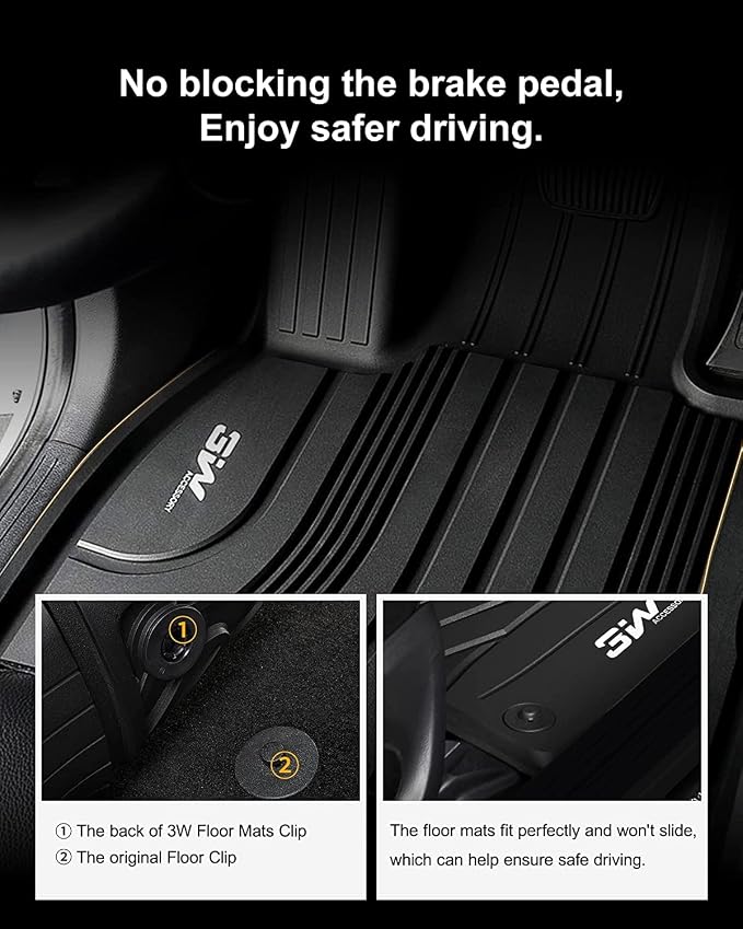 3W Floor Mats Fit 2022-2025 2026 Hyundai Tucson (Not for Hybrid), All Weather TPE Custom Fit Car Floor Liners 1st & 2nd Row, Black