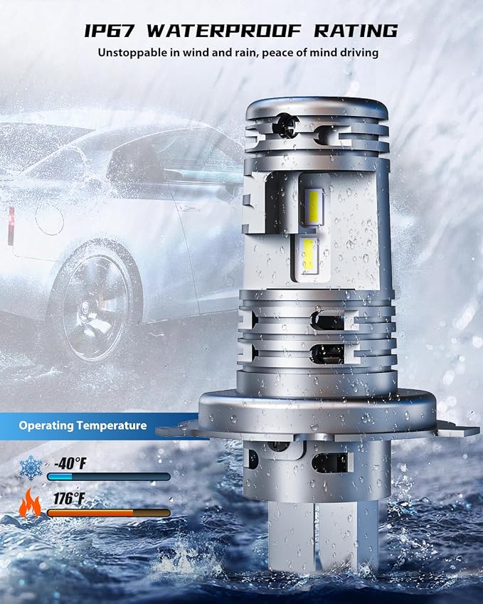 FRANXI H4/9003/HB2 Bulbs, 16000LM Super Bright Fog Lights, Pack of 2 | 6000K Cool White, IP67 Waterproof, H4 9003 Accessory Light Kits