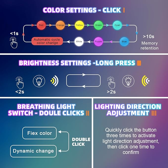 Frienda 2 Pcs Mini USB LED Light Car LED Interior Lighting 5v RGB Foldable Ambient Lighting Adjustable 8 Color and Brightness Smart USB Night Lamp for Cars Laptop Keyboard (USB-A)