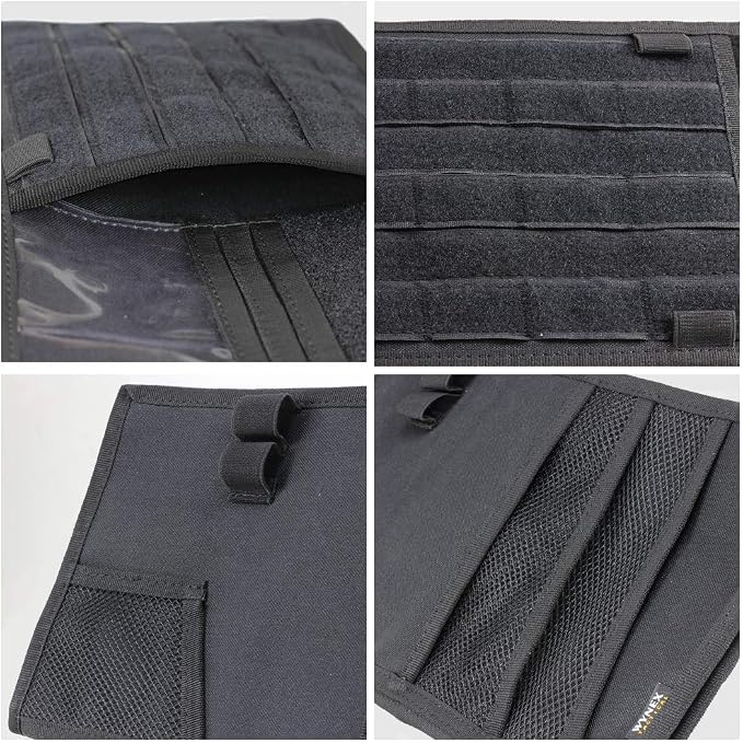 WYNEX Car Visor Organizer 2-Sided MOLLE Panel, for Car Trucks Pickup Vans | Fold:M-13.8x7", 3 Hoop-N-Loop Strap, Auto Sun Visor Storage Pouch, for Car Gadget, Daily Driving Road Trip