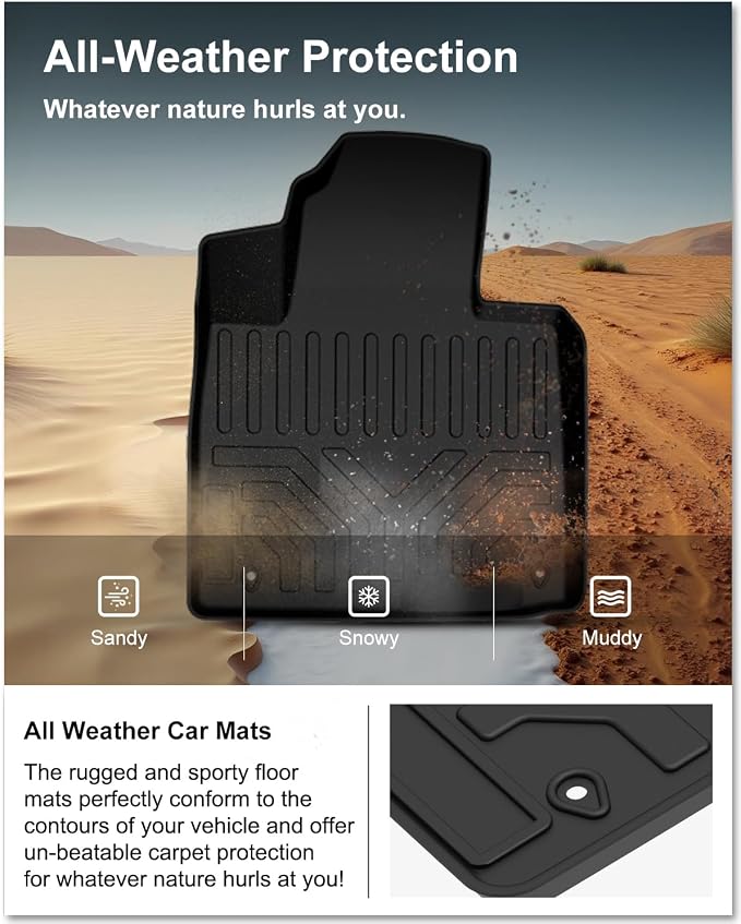 Kiwi Master Floor Mats for 2019 2020 Hyundai Santa Fe | Custom Fit All Weather Car Mats, Heavy Duty TPE Floor Liners, Front & Rear 2 Row Set, Black