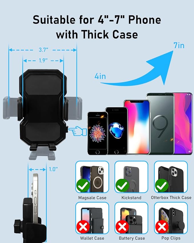 Belinous Car Cup Holder Expander with Phone Holder | 2 in 1 Car Phone Mount & Cup Holder, Adjustable 360° Rotation Gooseneck, U-shaped Handle Slot, Fits Phone and Drinking Bottle