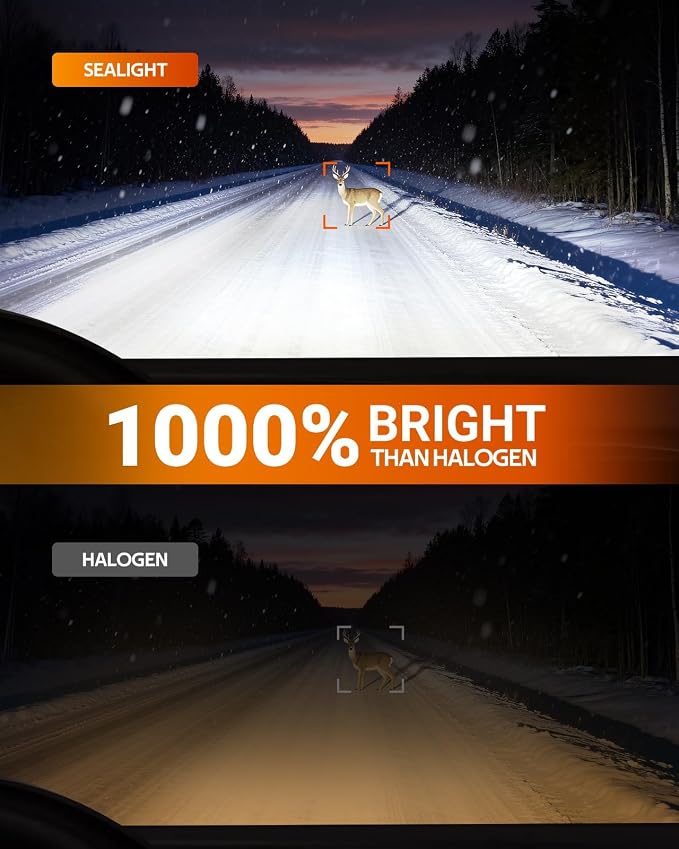 SEALIGHT Compatible For 2023-2025 Ford F250 F350 F450 F550 XL XLT Super Duty High/Low Beam Fog Light Bulbs Kit, 92000LM 800% Brightness 6500K White, -40°F Instant Start, Plug-N-Play, Pack of 6